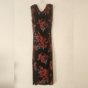 Free People Black Burgundy NWT Floral Large Midi Dress